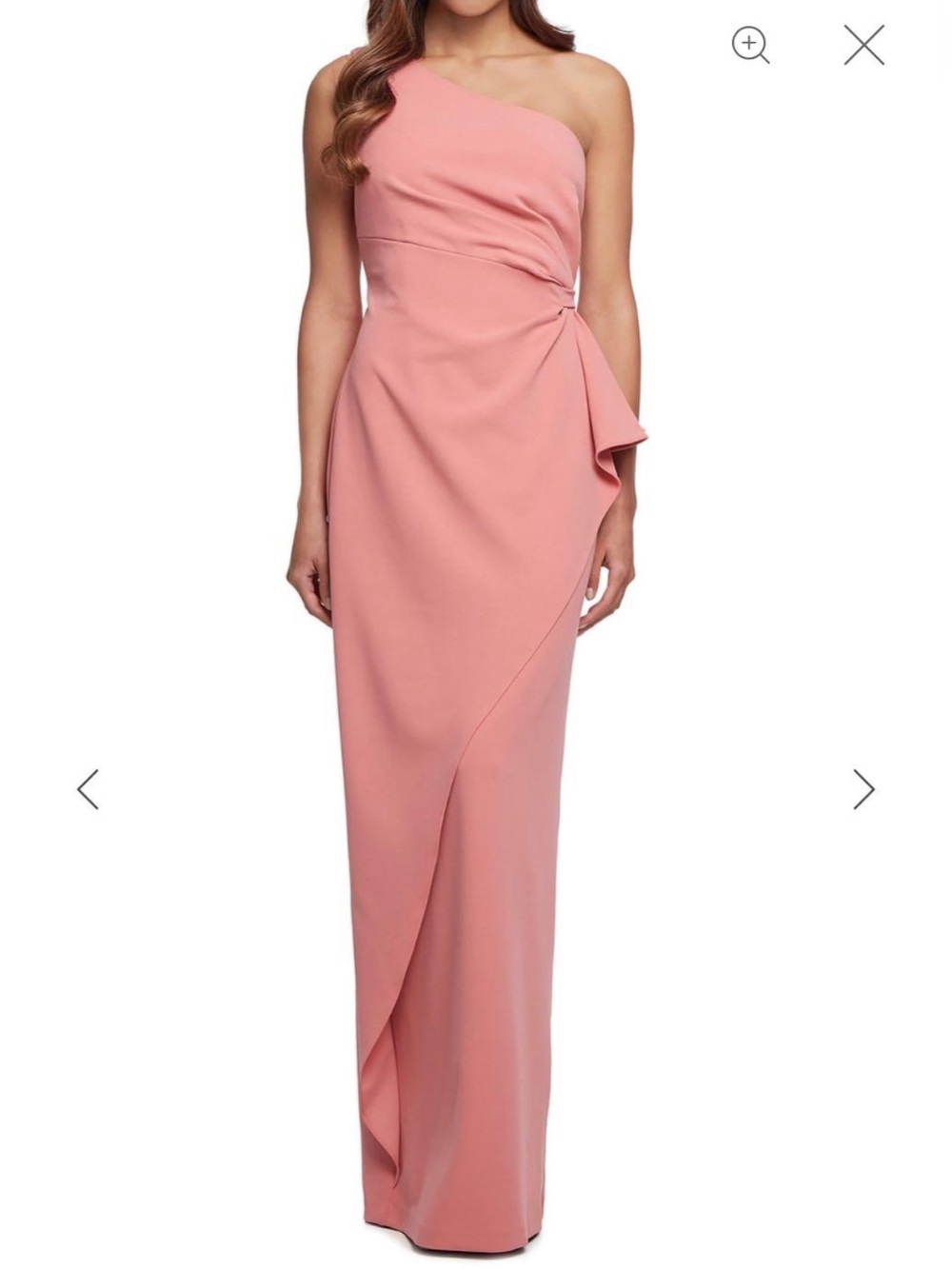 Adrianna Papell One-Shoulder Coral Pink Evening Gown